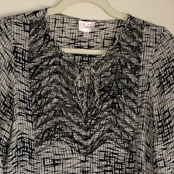 Parker 100% Silk Top with Fringe and Cutout Detail Size XS - Picture 2 of 8